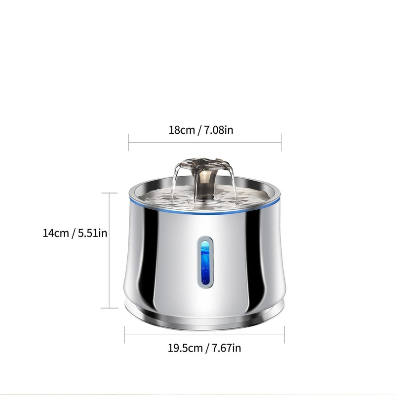 Smart Stainless Steel Pet Fountain With Transparent Viewing Window 1