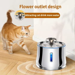 smart stainless steel pet fountain with transparent viewing window