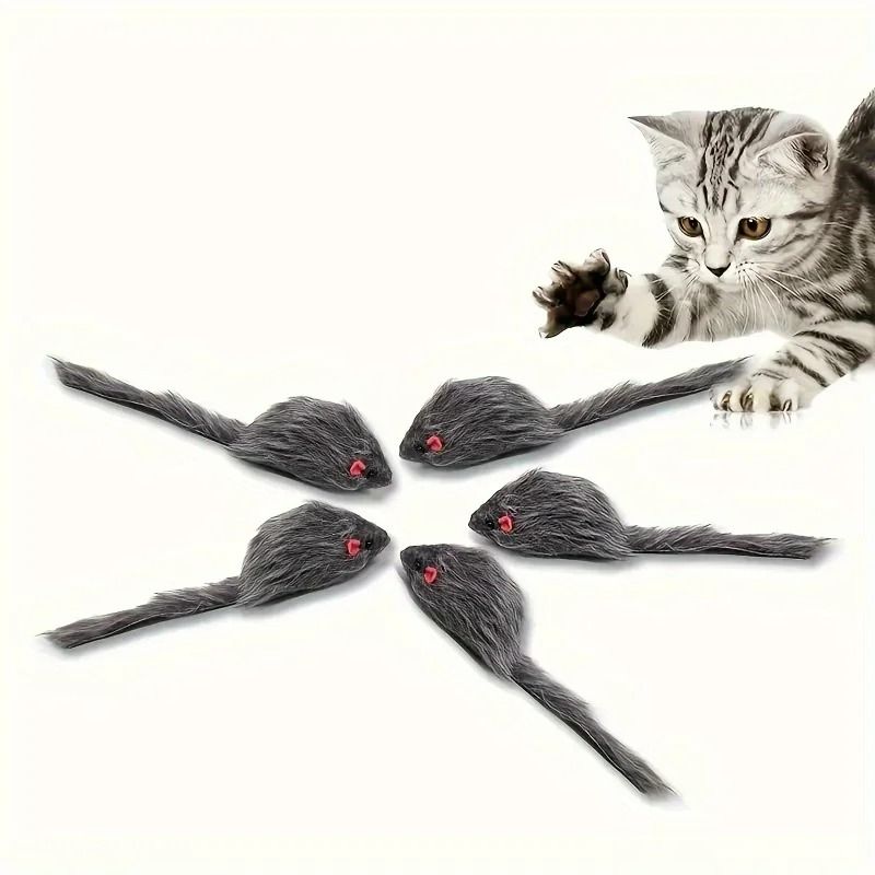 5Piece Interactive Plush Mouse Set For Curious Kittens 5