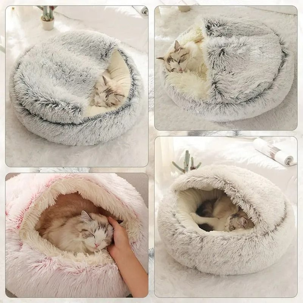 UltraSoft Plush Hooded Calming Pet Bed 4
