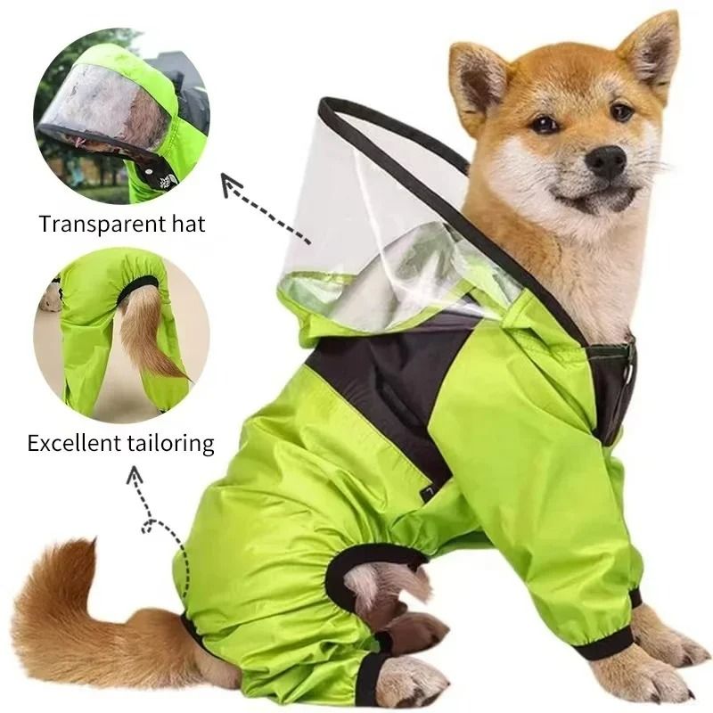Premium Transparent Hooded Pet Raincoat Waterproof Jumpsuit 3