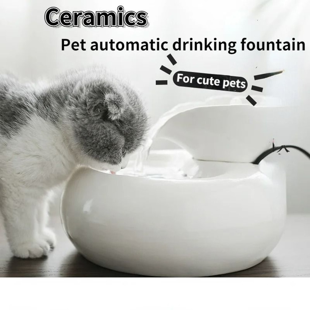 Premium LeafDesign Ceramic Automatic Pet Water Fountain 0