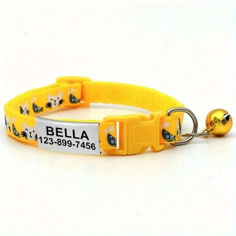 Personalized Safety ID Collar With Bell Engraved Plate 10