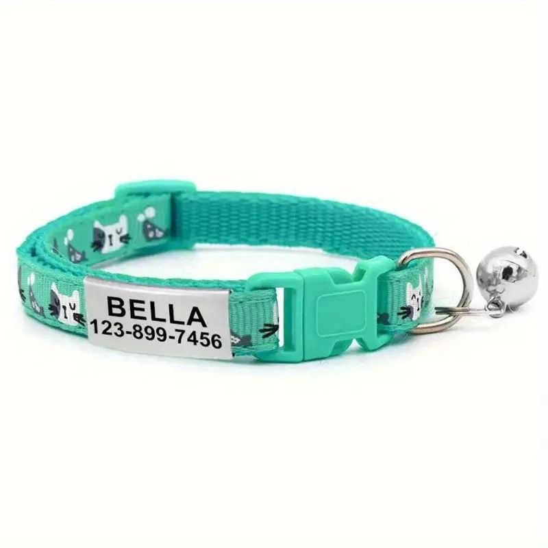 Personalized Safety ID Collar With Bell Engraved Plate 8