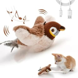 smart interactive flapping & chirping bird cat toy
