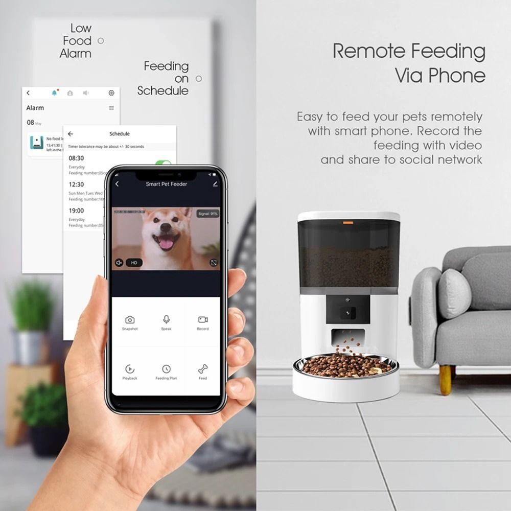 4L Smart Automatic Pet Feeder With HD Camera Voice Recorder 5
