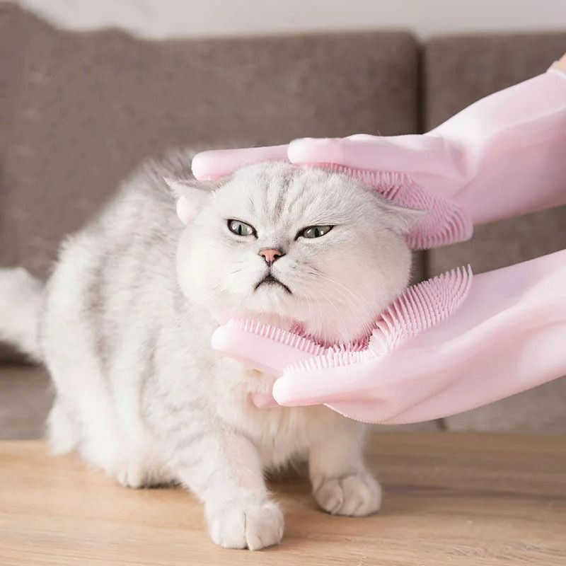 Magic Silicone Pet Bathing Massage Gloves Pair 2