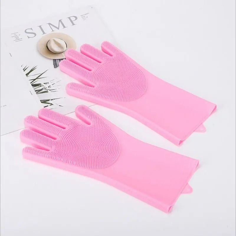 Magic Silicone Pet Bathing Massage Gloves Pair 8