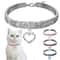 TripleRow Rhinestone Glamour Pet Collar With Heart Charm 0