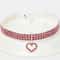 TripleRow Rhinestone Glamour Pet Collar With Heart Charm 7