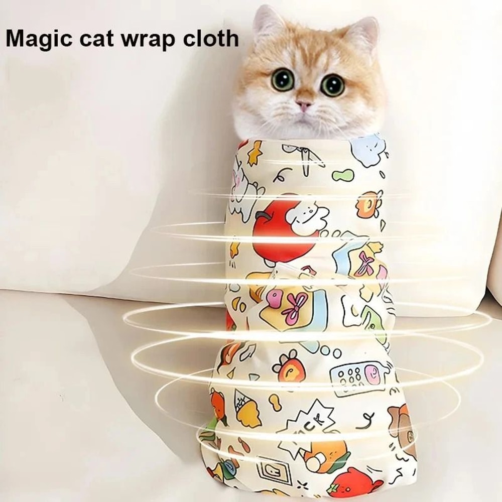 SelfAdherent Cat Burrito Swaddle Grooming Wrap 0