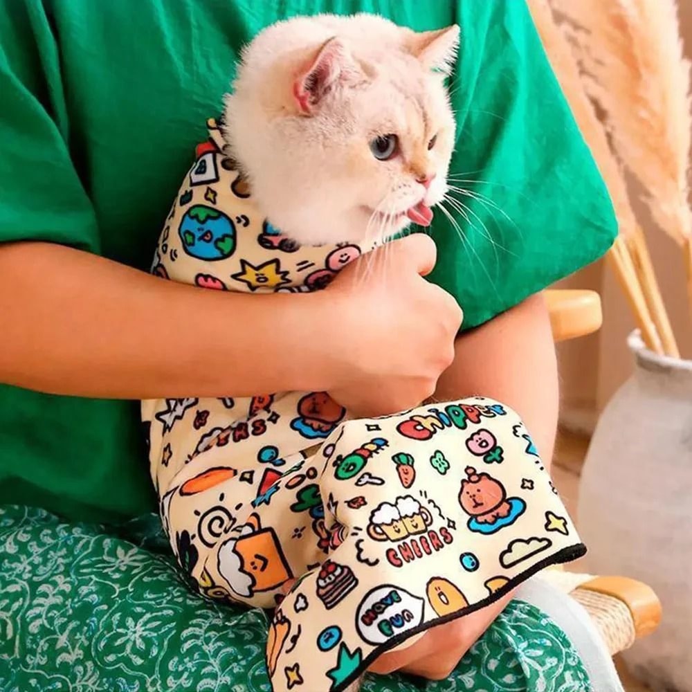 SelfAdherent Cat Burrito Swaddle Grooming Wrap 2