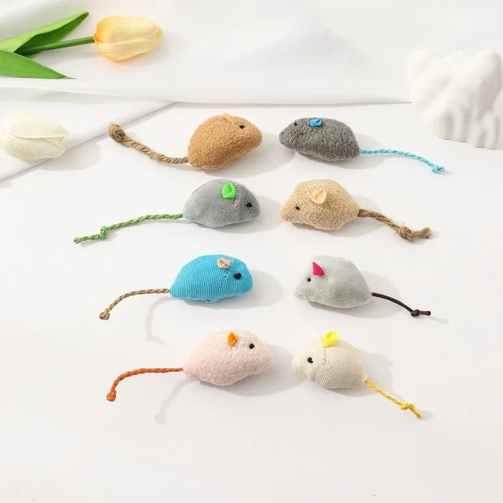 Interactive Durable Linen Plush Rat Toy Set 3Pack 3