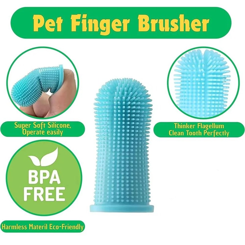UltraSoft Silicone Finger Toothbrush For Cats Dogs 4