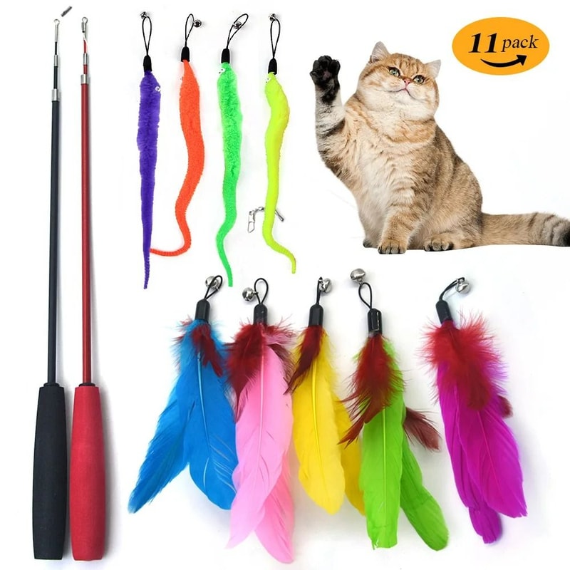 11Piece Professional Interactive Fishing Rod Teaser Set 0
