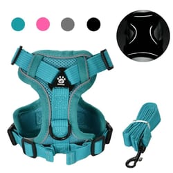reflective breathable mesh dog and cat harness with leash set