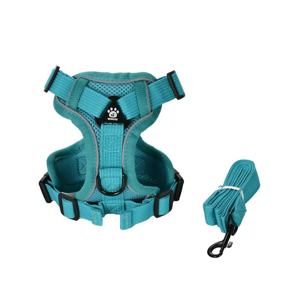 Reflective Breathable Mesh Dog And Cat Harness With Leash Set 5