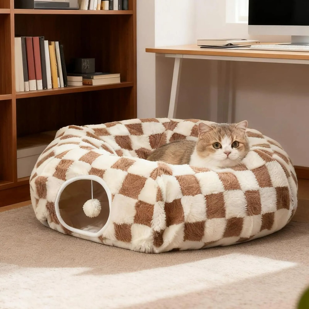 Interchangeable 2in1 Cat Tunnel Bed With Interactive Hanging Toy 1