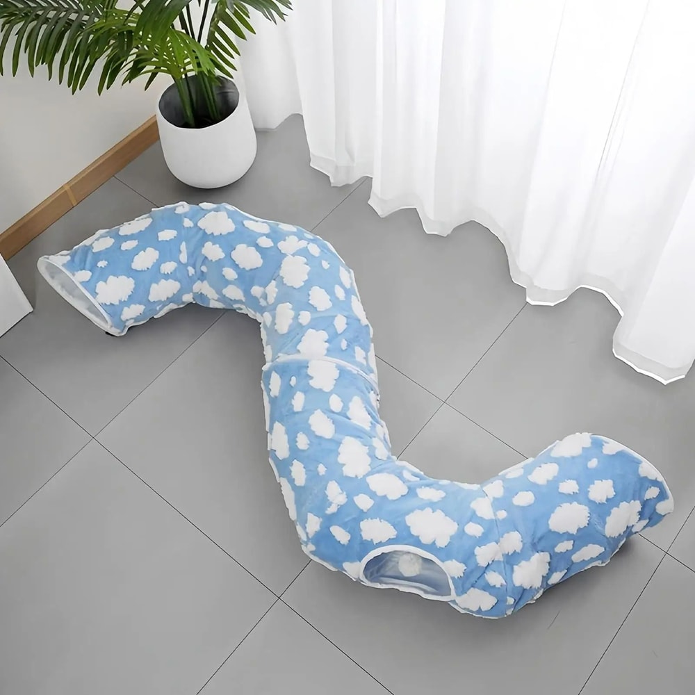 Interchangeable 2in1 Cat Tunnel Bed With Interactive Hanging Toy 2