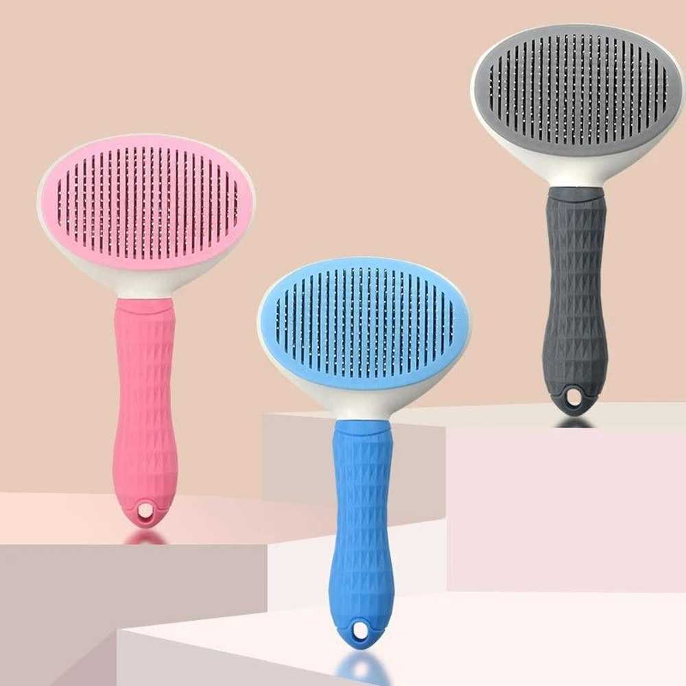 SelfCleaning Stainless Steel Pet Deshedding Brush Professional Undercoat Grooming Tool 0