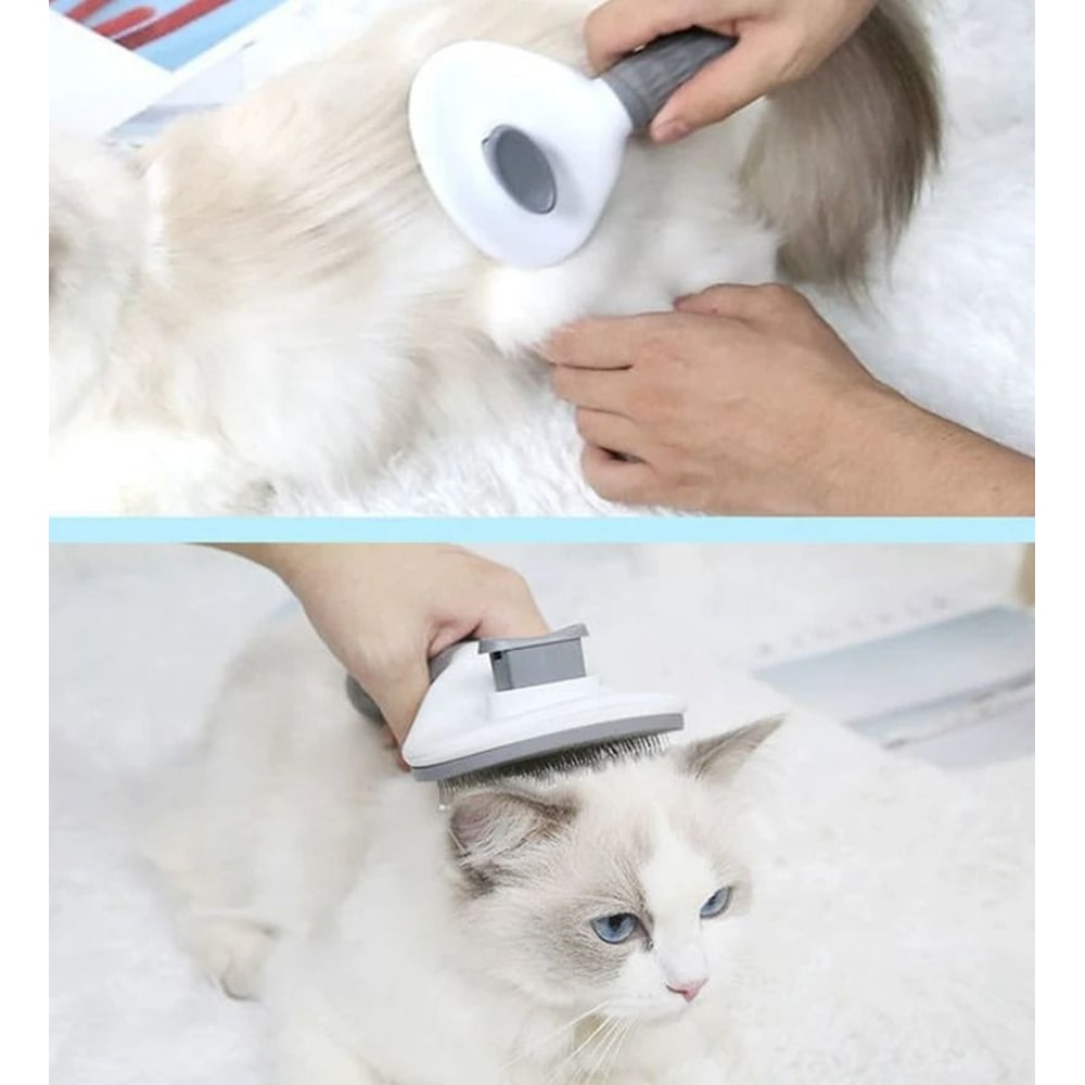 SelfCleaning Stainless Steel Pet Deshedding Brush Professional Undercoat Grooming Tool 2