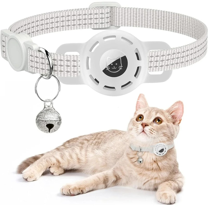 Reflective Pet Collar With Integrated Tracker Holder And Safety Breakaway Buckle 0