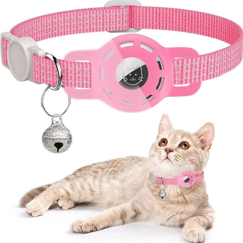 Reflective Pet Collar With Integrated Tracker Holder And Safety Breakaway Buckle 16