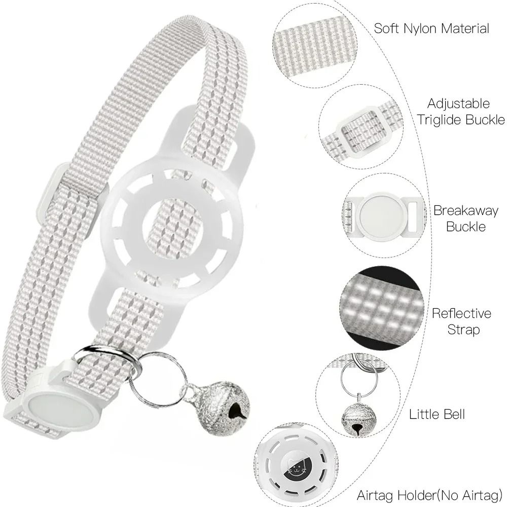 Reflective Pet Collar With Integrated Tracker Holder And Safety Breakaway Buckle 1