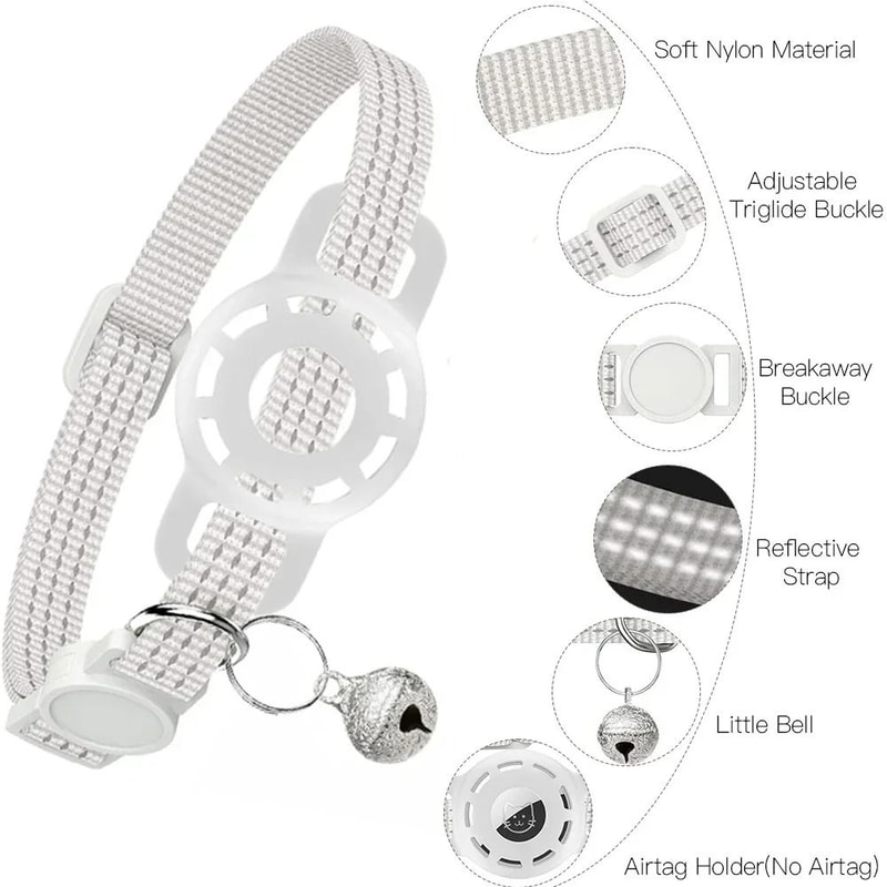 Reflective Pet Collar With Integrated Tracker Holder And Safety Breakaway Buckle 1