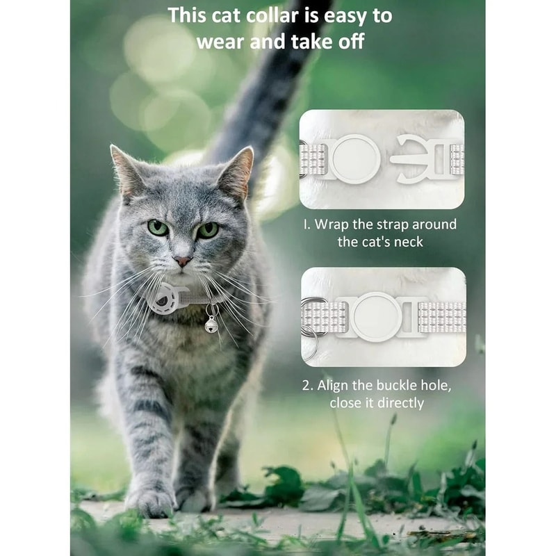 Reflective Pet Collar With Integrated Tracker Holder And Safety Breakaway Buckle 4