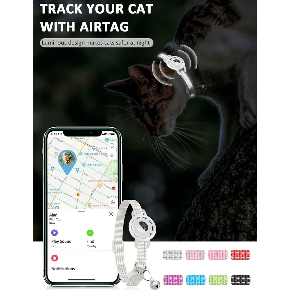 Reflective Pet Collar With Integrated Tracker Holder And Safety Breakaway Buckle 5