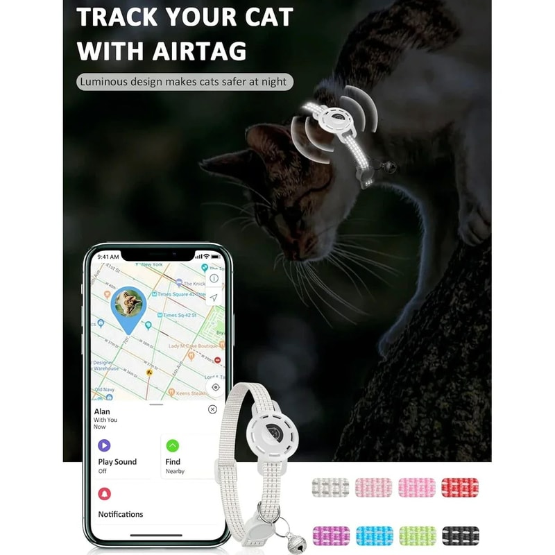 Reflective Pet Collar With Integrated Tracker Holder And Safety Breakaway Buckle 5
