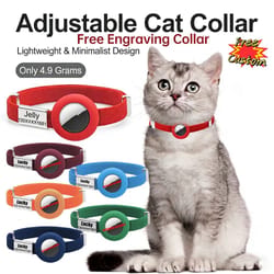 fashion airtag cat collar with elastic safety and customized id tag
