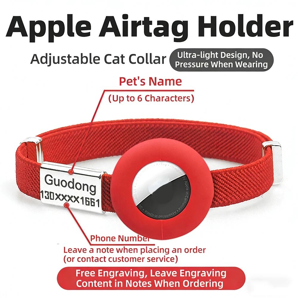 Fashion Airtag Cat Collar With Elastic Safety And Customized ID Tag 2