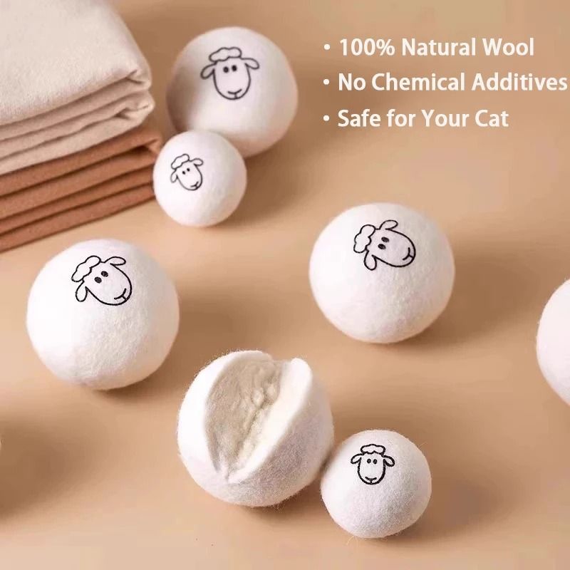 Handmade Wool Felt Cat Balls For Quiet Interactive Indoor Play 6