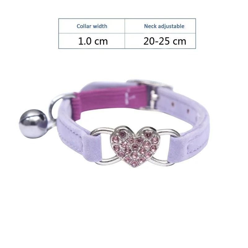 Elegant Rhinestone Heart Breakaway Cat Collar With Safety Bell 10