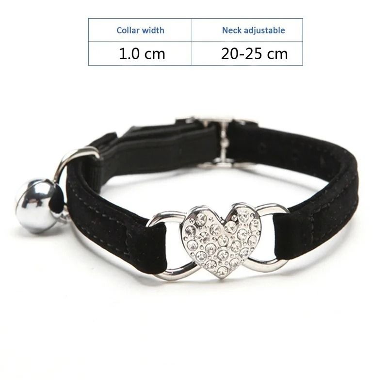 Elegant Rhinestone Heart Breakaway Cat Collar With Safety Bell 11