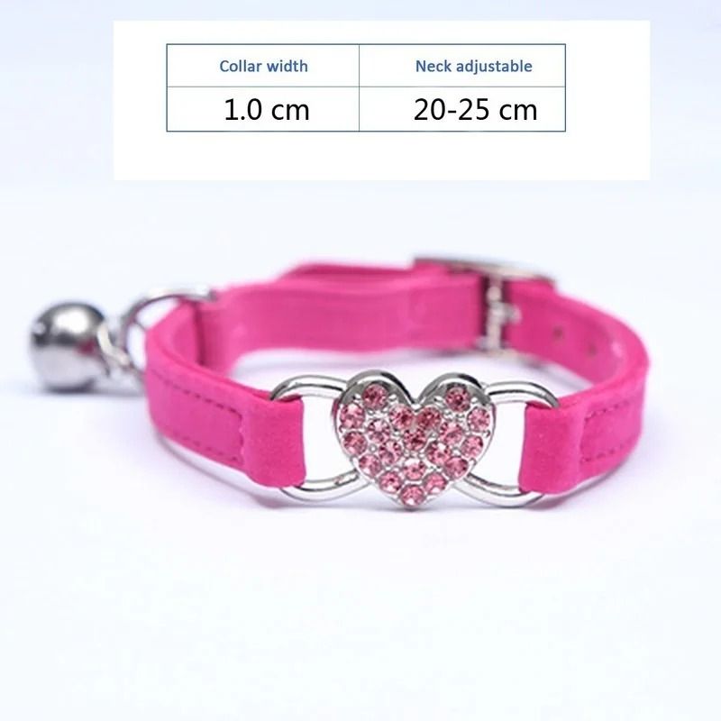 Elegant Rhinestone Heart Breakaway Cat Collar With Safety Bell 14