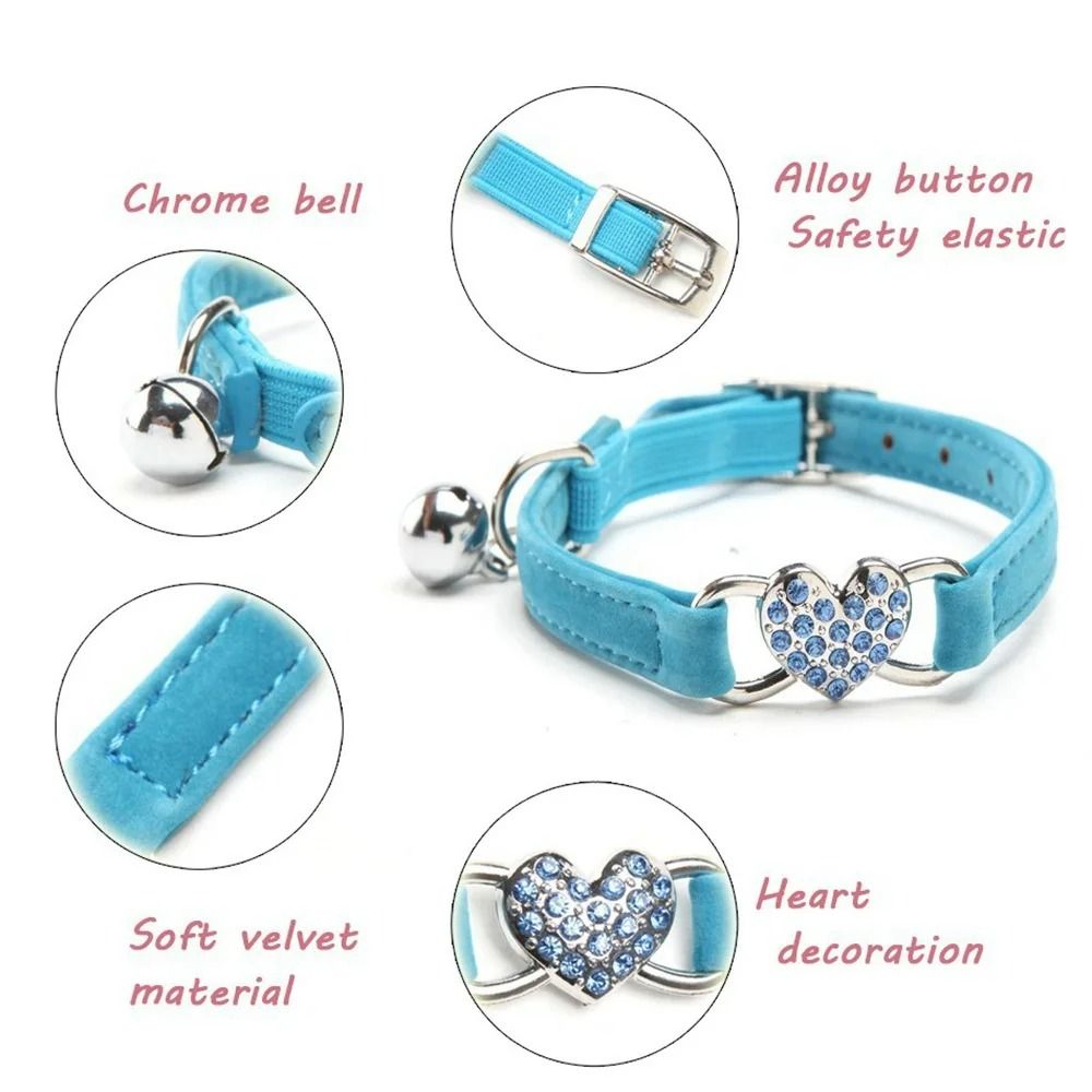 Elegant Rhinestone Heart Breakaway Cat Collar With Safety Bell 3