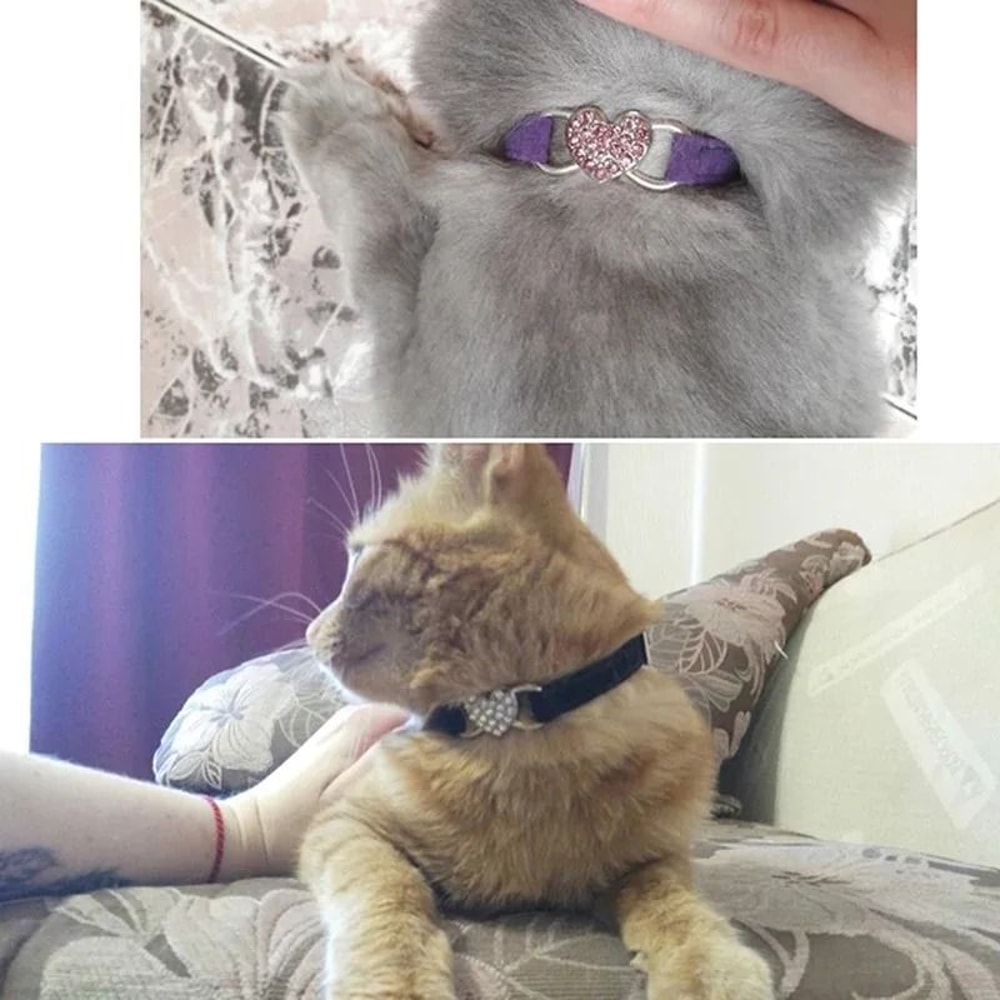 Elegant Rhinestone Heart Breakaway Cat Collar With Safety Bell 5