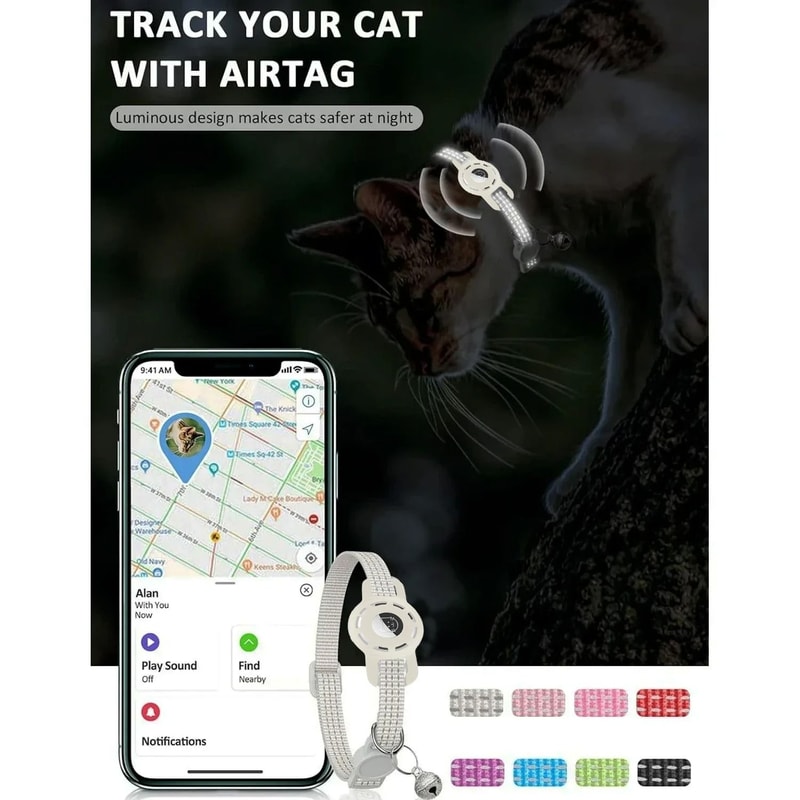 Reflective AirTagCompatible Safety Cat Collar With Breakaway Buckle 3