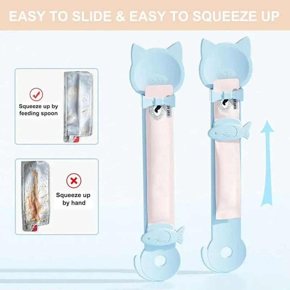 Ergonomic Cat Strip Squeeze Spoon For MessFree Wet Treat Feeding 3