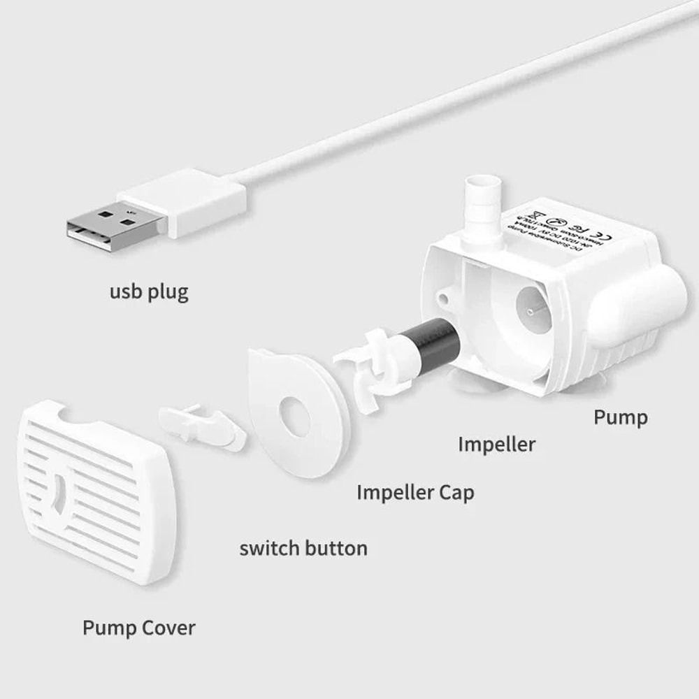 UltraQuiet USB Replacement Water Pump For Automatic Pet Fountains 4