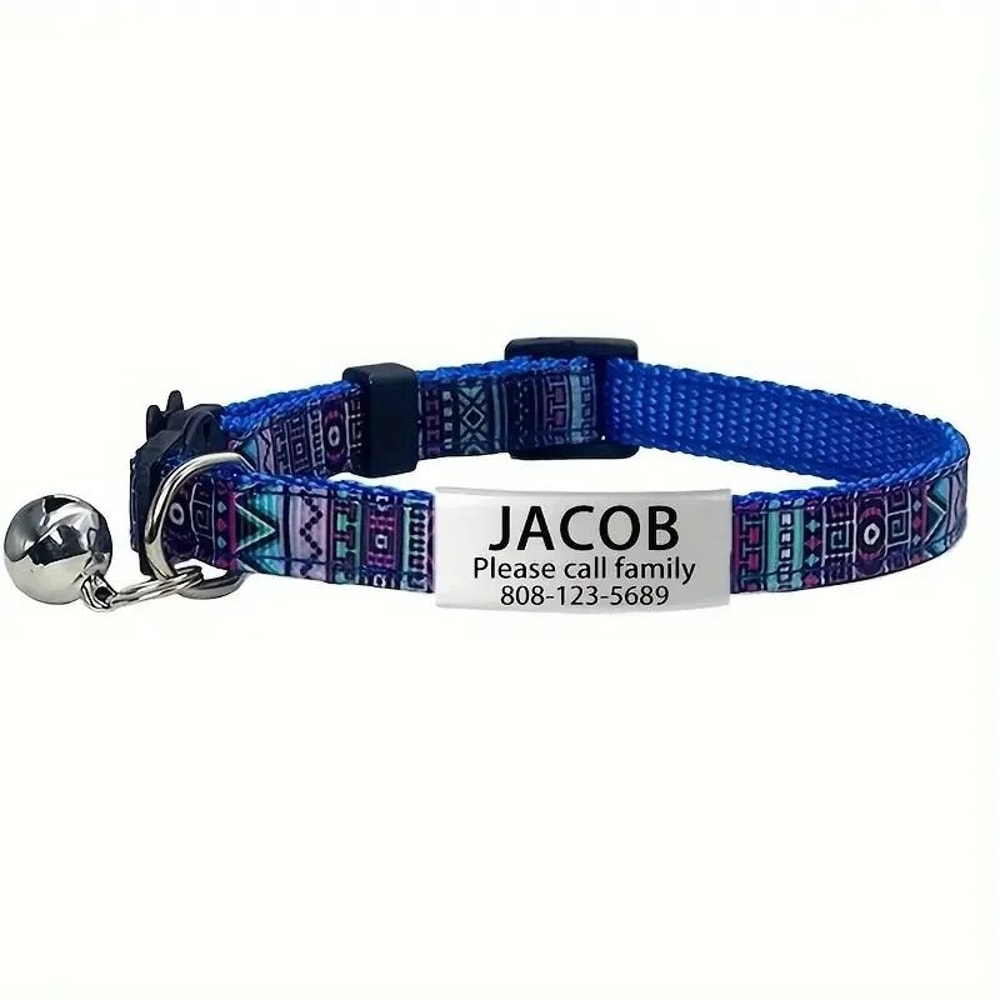 Personalized Bohemian Safety Collar With Custom ID Tag Bell 2