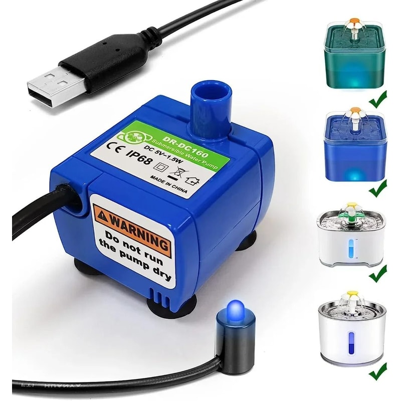 UltraQuiet LED Replacement Water Pump For FlowerStyle Pet Fountains 0