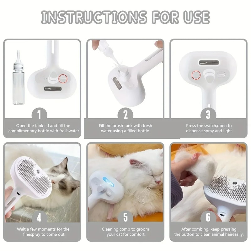 3in1 Electric Steamy Pet Grooming Brush Massage Comb 1