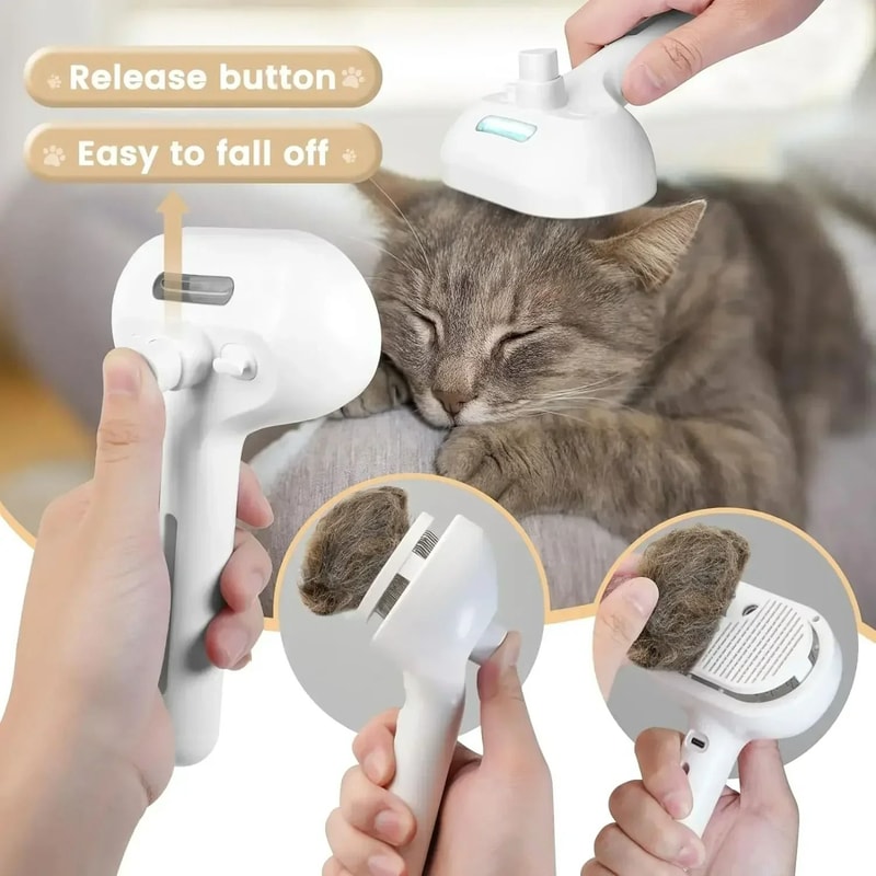 3in1 Electric Steamy Pet Grooming Brush Massage Comb 4