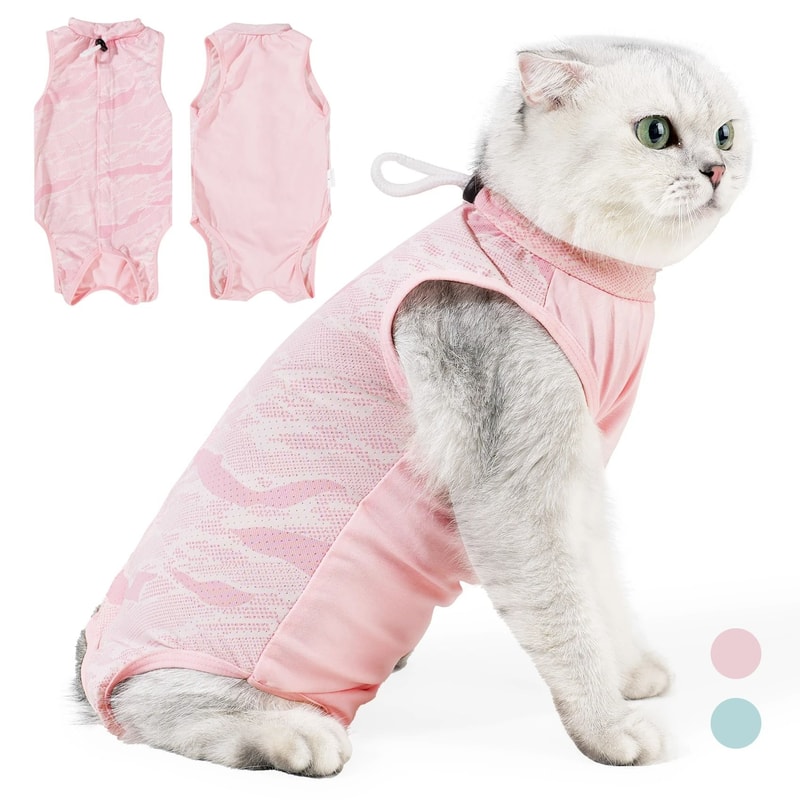 Female Cat Recovery Suit Breathable Spay Onesie 1