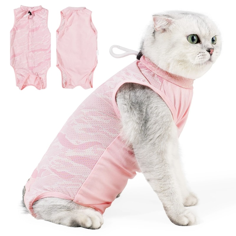 Female Cat Recovery Suit Breathable Spay Onesie 8