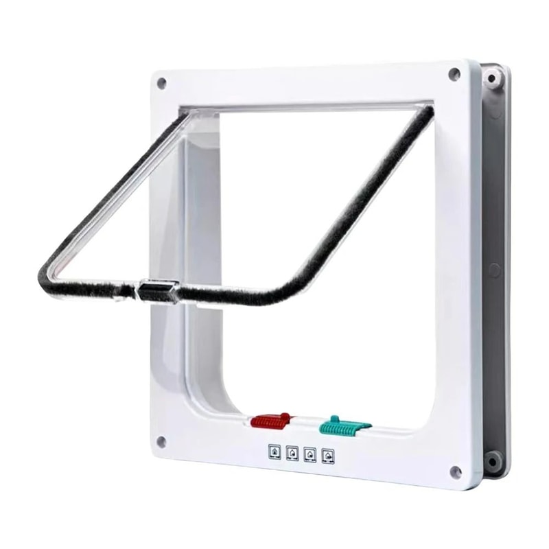 4Way Locking Transparent Pet Flap Door For Cats Small Dogs 6